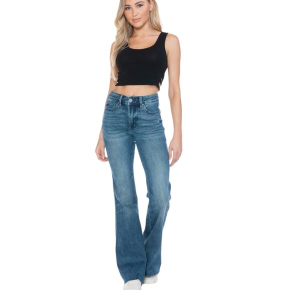 NEW Judy Blue Full Size Tummy Control Cut Hem Flare Jeans - Picture 2 of 11